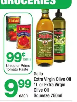 Highland Farms Gallo Extra Virgin Olive Oil 1L or Extra Virgin Olive Oil Squeeze 750ml offer