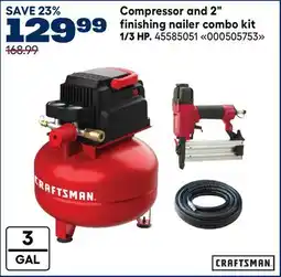 RONA CRAFTSMAN Compressor and 2 finishing nailer combo kit offer