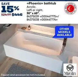 RONA SAVE 15% Phoenix bathtub offer