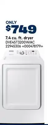 RONA SAMSUNG 7.4 cu. ft. dryer offer