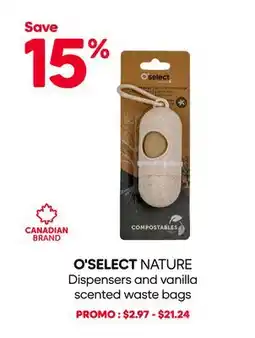 Mondou O'SELECT NATURE Dispensers and vanilla scented waste bags offer