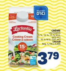 Marché Bonichoix LACTANTIA 5 %, 10 %, 15 % M.G. (473 mL) 35 % M.G. (237 mL) CREAM offer
