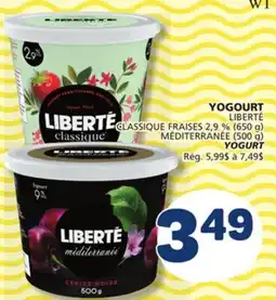 Marché Bonichoix LIBERTÉ CLASSIQUE FRAISES 2,9 % (650 g) MÉDITERRANÉE (500 g) YOGURT offer