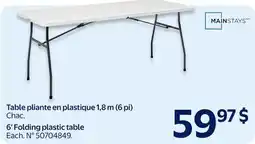 Walmart 6' Folding plastic table offer