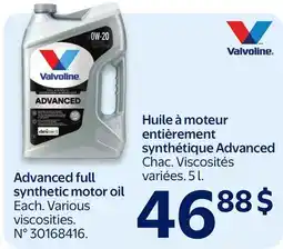 Walmart Advanced full synthetic motor oil offer