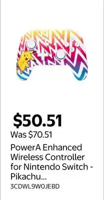 Walmart PowerA Enhanced Wireless Controller for Nintendo Switch - Pikachu Vibrant offer