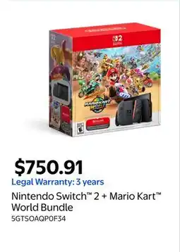 Walmart Nintendo Switch 2 + Mario Kart World Bundle offer