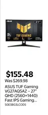 Walmart ASUS TUF Gaming VG27AQ5AZ – 27 QHD (2560×1440) Fast IPS Gaming Monitor offer