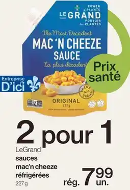 Avril LeGrand sauces mac'n cheeze réfrigérées offer