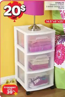 Rossy STERILITE 3 drawer storage cart offer