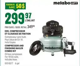 BMR ENS. COMPRESSEUR ET CLOUEUSE DE FINITION METABO HPT offer