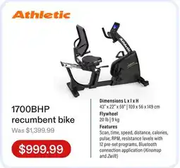 Club Piscine 1700BHP recumbent bike offer