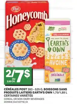 L'Intermarché CÉRÉALES 283 - 525 G, BOISSONS SANS PRODUITS LAITIERS 1,75/1,89 L | CEREAL OR NON-DAIRY BEVERAGES offer