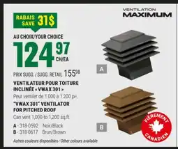 BMR VENTILATEUR POUR TOITURE INCLINÉ VMAX 301 VENTILATION MAXIMUM offer