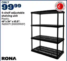 RONA RONA 4-shelf adjustable shelving unit 48x 24 x 63.5 offer