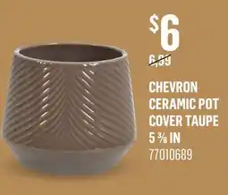Canac Chevron Ceramic Pot Cover Taupe 53/8in offer