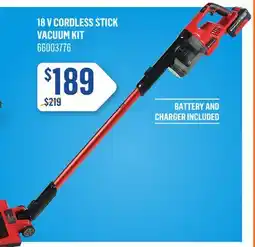Canac 18V Cordless Stick Vacuum Kit offer