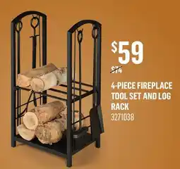 Canac 4-Piece Fireplace Tool Set and Log Rack offer