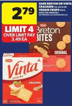 Real Canadian Superstore Dare breton or vinta crackers veggie crisps offer