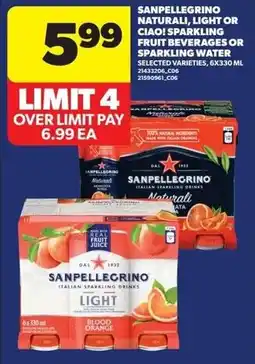 Real Canadian Superstore Sanpellegrino natural, light or ciao! sparkling fruit beverages or sparkling water offer