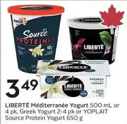 Sobeys Liberté méditerranée yogurt offer