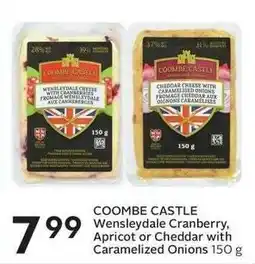 Sobeys Coombe Castle Wensleydale Cranberry Apricot or Cranberry with Caramelized Onions offer