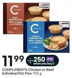 Sobeys Compliments Chicken or Beef Individual Pot Pies offer