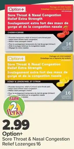 PharmaChoice Option+ Sore Throat & Nasal Congestion Relief Lozenges offer