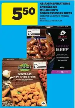 Real Canadian Superstore Asian inspirations entrées or muldoon's boneless dry pork bites offer