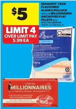 Real Canadian Superstore Seaquest crab flavoured alaska pollock anchovies flat fillets offer