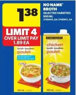 Real Canadian Superstore No Name broth selected varieties offer