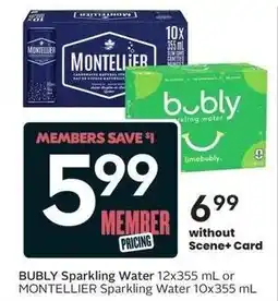 Sobeys Bubly Sparkling Water or Montellier Sparkling Water offer