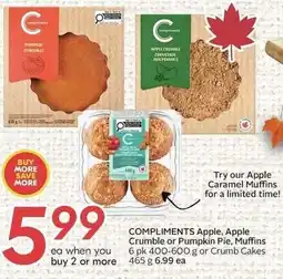 Sobeys Compliments apple apple crumble or pumpkin pie muffins offer