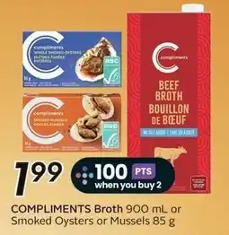 Sobeys Compliments Broth or Smoked Oysters or Mussels offer