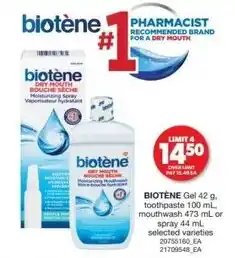 Real Canadian Superstore Biotene Gel 42 g, toothpaste 100 mL, mouthwash 473 mL or spray 44 mL offer