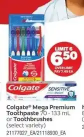 Real Canadian Superstore Colgate mega premium toothpaste or toothbrushes offer