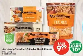 Armstrong shredded sliced or block cheese