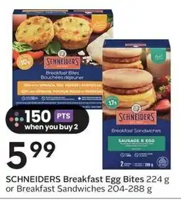 Sobeys Schneiders breakfast egg bites or breakfast sandwiches offer