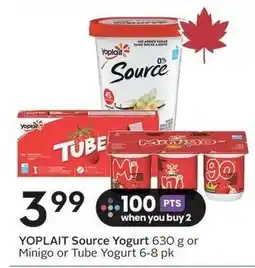 Sobeys Yoplait Source Yogurt or Minigo or Tube Yogurt offer