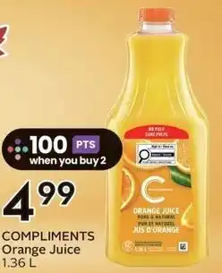 Sobeys Compliments Orange Juice offer