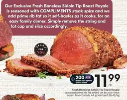 Sobeys Fresh Boneless Sirloin Tip Roast Royale offer