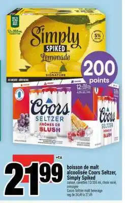 Super C boisson de malt alcoolisée Coors Seltzer, Simply Spiked offer
