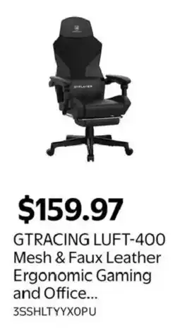 Walmart Gtracing luft-400 mesh & faux leather ergonomic gaming and office offer