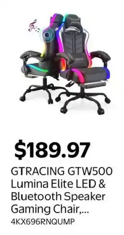 Walmart Gtracing gtw500 lumina elite led & bluetooth speaker gaming chair offer