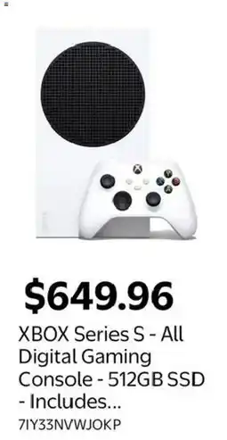 Walmart Xbox series s - all digital gaming console - 512gb ssd offer