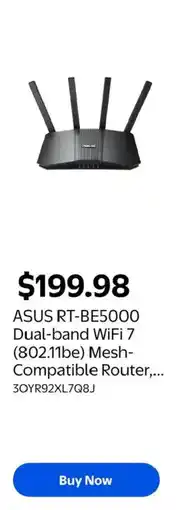 Walmart Asus rt-be5000 dual-band wifi 7 (802.11be) mesh-compatible router offer