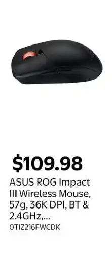 Walmart Asus rog impact iii wireless mouse offer