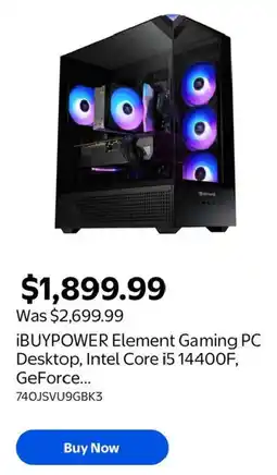 Walmart iBUYPOWER Element Gaming PC Desktop offer