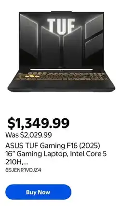 Walmart Asus tuf gaming f16 2025 16 gaming laptop intel core 5 210h offer