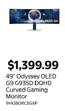 Walmart Samsung 49" Odyssey OLED G9 G93SD DQHD Curved Gaming Monitor offer